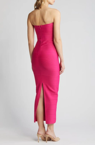 Bebe Strapless Bandage Dress In Fuchsia