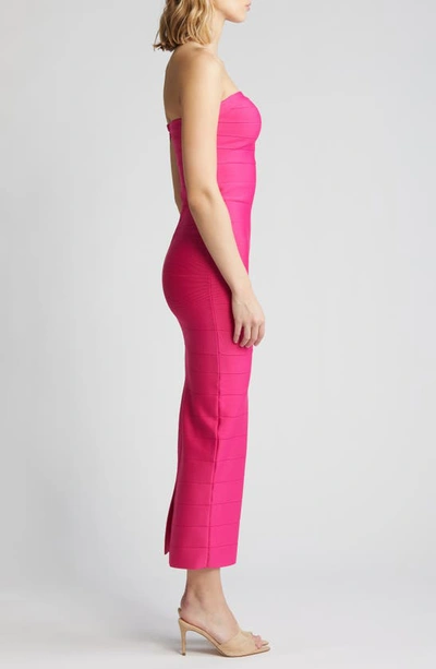 Bebe Strapless Bandage Dress In Fuchsia