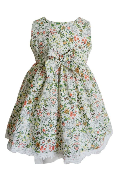 Popatu Floral Bow Front Cotton Dress In Green\ Multi