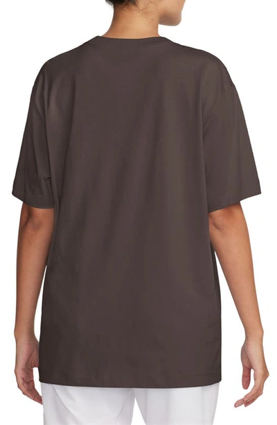 Shop Nike Oversize Embroidered T-shirt In Baroque Brown/ Smokey Mauve