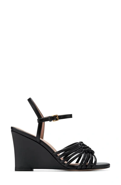 Shop Cole Haan Jitney Knot Ankle Strap Wedge Sandal In Black Ltr
