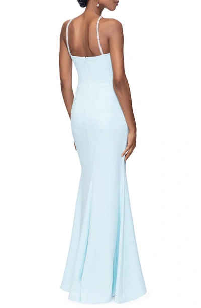 Shop Xscape Evenings Kyhle Rhinestone Trim Mermaid Gown In Aqua