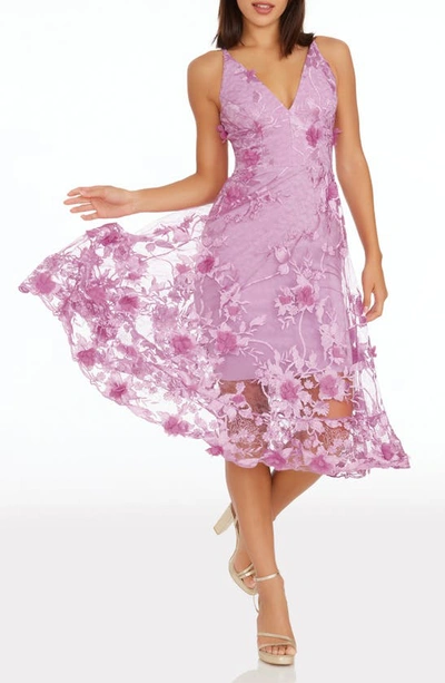 Shop Dress The Population Audrey Embroidered Fit & Flare Dress In Lavender