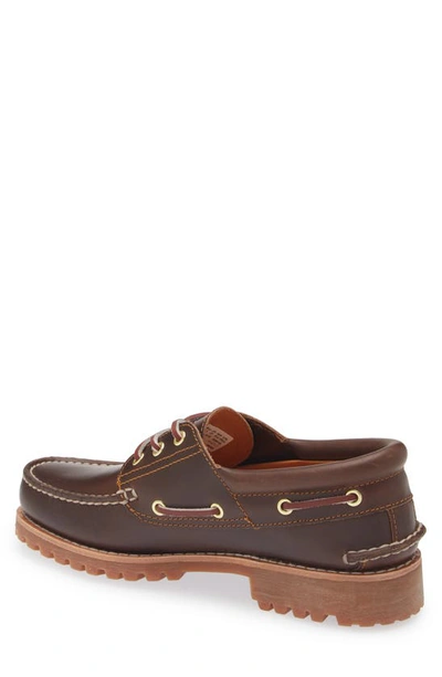 Timberland Brown Loafers With Embossed Logo On The Side And Low Block Heel In Leather Man In Orange