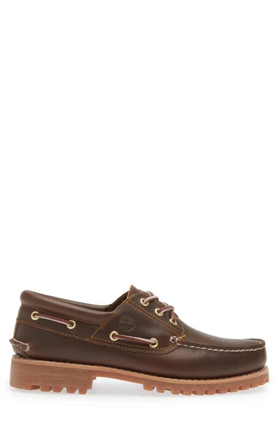 Timberland Brown Loafers With Embossed Logo On The Side And Low Block Heel In Leather Man In Orange