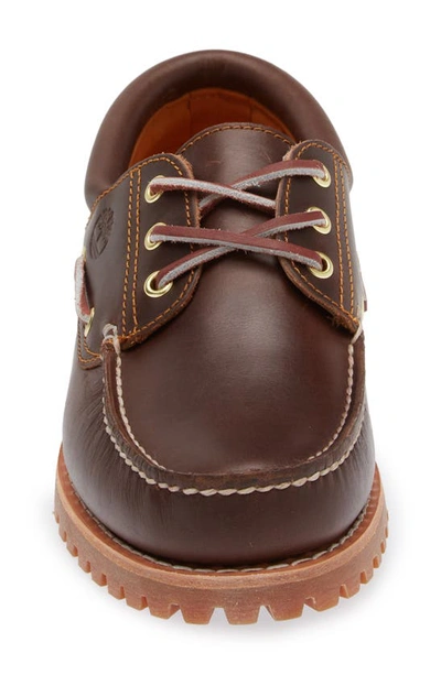 Shop Timberland Authentic 3-eye Lug Boat Shoe In Brown