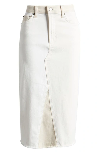 Shop Rails Highland Two-tone Denim Midi Skirt In Ecru Patchwork