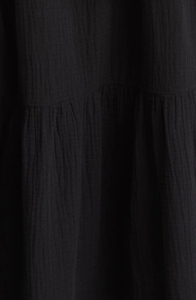 Shop Rails Vittoria Long Sleeve Double Organic Cotton Gauze Midi Dress In Black