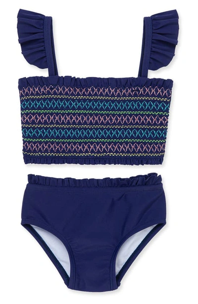 Shop Little Me Kids' Ruffle Trim Two-piece Swimsuit In Blue