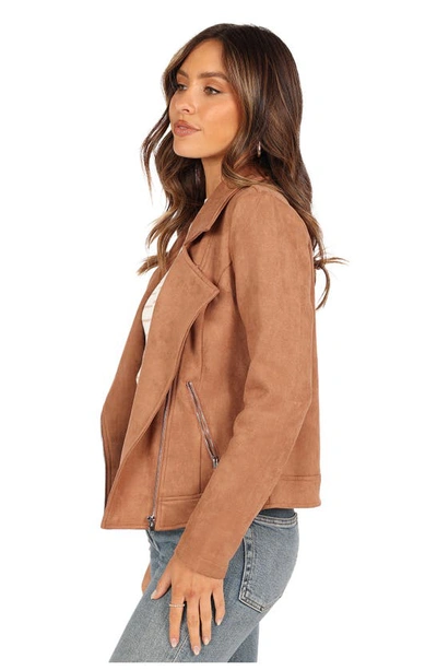 Petal And Pup Womens Spencer Faux Suede Moto Jacket In Tan