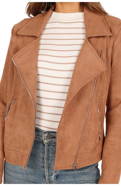 Petal And Pup Womens Spencer Faux Suede Moto Jacket In Tan