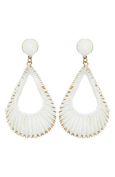 Shop Panacea Raffia Teardrop Earrings In White