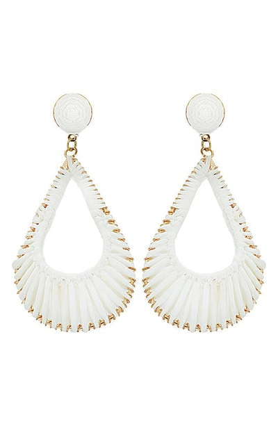 Panacea Raffia Teardrop Earrings In White