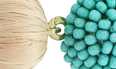 Panacea Bead & Raffia Linear Drop Earrings In Aqua Multi