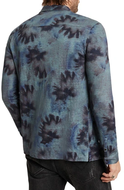 Shop John Varvatos Camellia Tie Dye Slub Knit Linen Button-up Shirt In Steel Blue