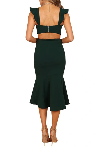 Petal And Pup Yvonne Ruffle Trim Cutout High-low Dress In Emerald