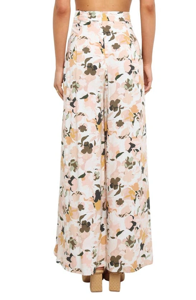 Petal And Pup Lessie High Waist Floral Wide Leg Pants In Blush