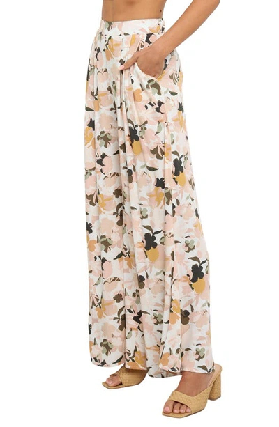 Petal And Pup Lessie High Waist Floral Wide Leg Pants In Blush