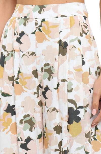 Petal And Pup Lessie High Waist Floral Wide Leg Pants In Blush