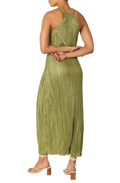 Petal And Pup Womens Melody Plisse Halter Maxi Dress In Olive
