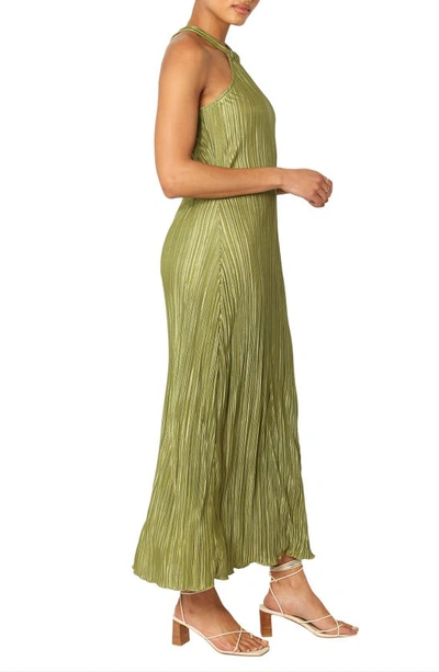 Shop Petal And Pup Petal & Pup Melody Plissé Maxi Dress In Olive