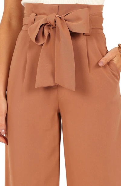 Petal And Pup Kieran Tie Waist Wide Leg Pants In Tan