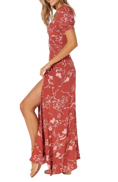 Petal And Pup Franklin Floral Puff Sleeve Maxi Dress In Rust Floral