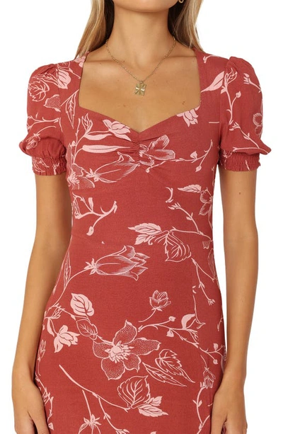 Petal And Pup Franklin Floral Puff Sleeve Maxi Dress In Rust Floral