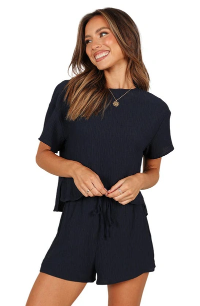 Petal And Pup Petal & Pup Ittai T-shirt & High Waist Shorts Set In Navy