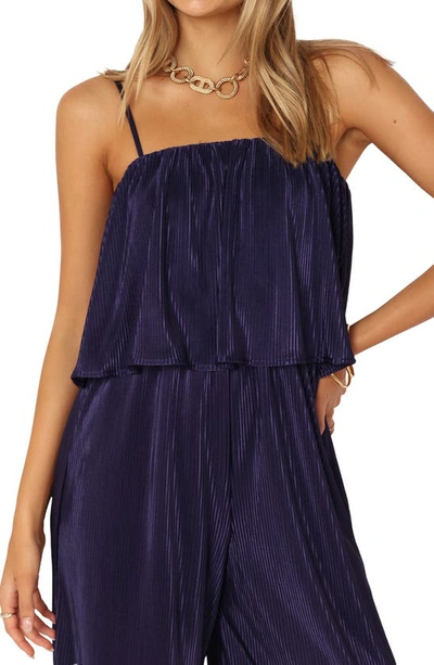 Petal And Pup Womens Jillian Plisse Jumpsuit In Navy
