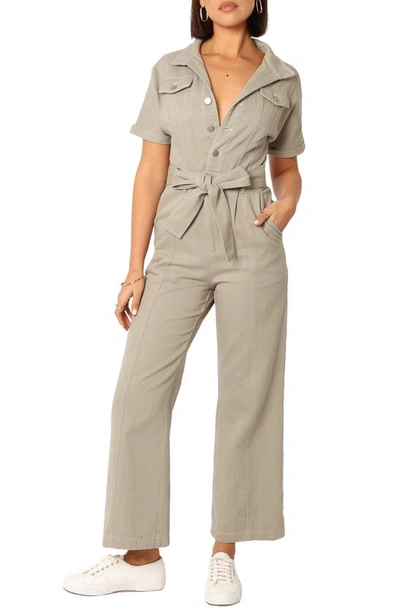 Petal And Pup Womens Demi Contrast Stitch Jumpsuit In Olive