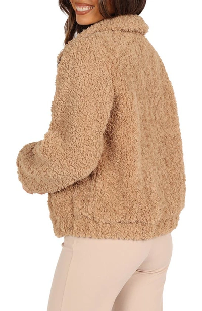 Petal And Pup Lucia Faux Fur Zip-up Jacket In Camel