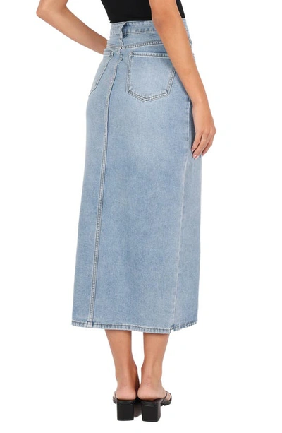 Petal And Pup Dana Denim Midi Skirt In Blue Wash