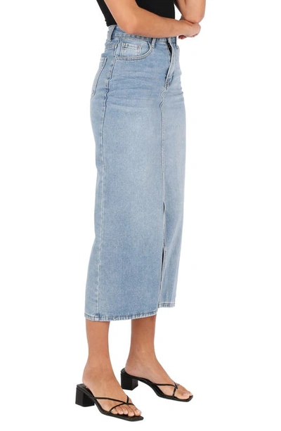 Petal And Pup Dana Denim Midi Skirt In Blue Wash