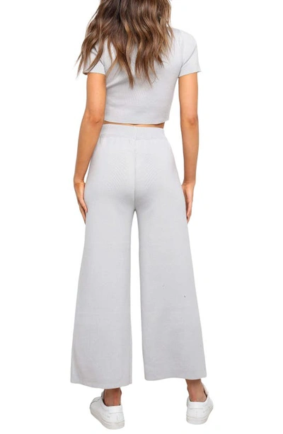 Petal And Pup Petal & Pup Ayers Crop Sweater & Wide Leg Pants Set In Grey