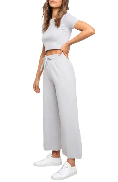 Petal And Pup Petal & Pup Ayers Crop Sweater & Wide Leg Pants Set In Grey