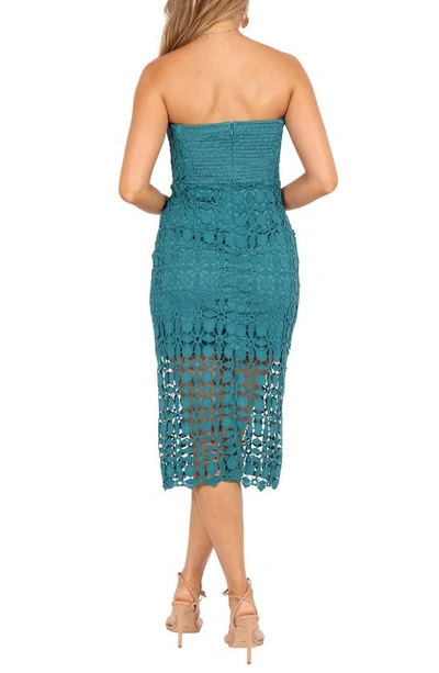 Petal And Pup Womens Candice Strapless Lace Midi Dress In Teal