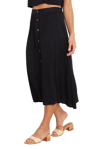 Petal And Pup Ava Button Front Midi Skirt In Black