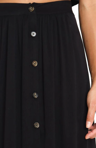 Petal And Pup Ava Button Front Midi Skirt In Black
