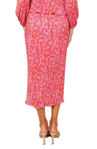 Petal And Pup Petal & Pup Minelli Floral Print Plissé Midi Skirt In Hot Pink