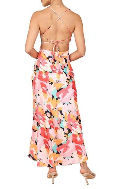 Petal And Pup Posse Floral Lace-up Back Maxi Dress In Pink Floral