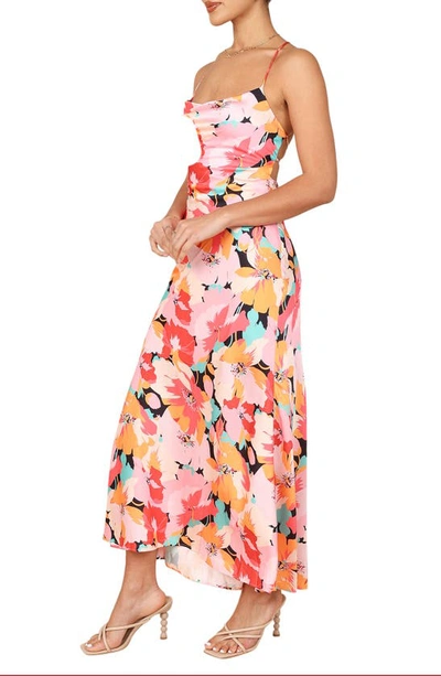 Petal And Pup Posse Floral Lace-up Back Maxi Dress In Pink Floral