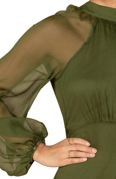 Petal And Pup Julip Long Sleeve Tiered Maxi Dress In Olive