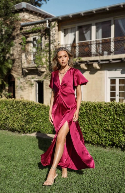 Petal And Pup Hathaway Midi Dress In Berry