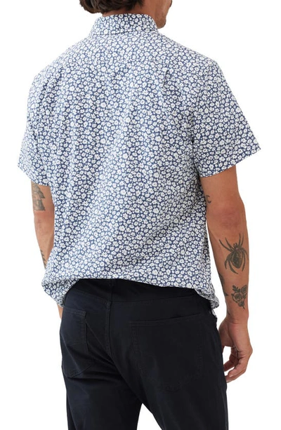 Shop Rodd & Gunn Bolton Street Sports Fit Floral Short Sleeve Cotton Button-up Shirt In True Navy
