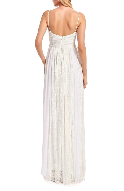Jewel Badgley Mischka Shirred Gown In Ivory
