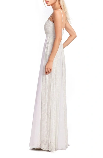 Jewel Badgley Mischka Shirred Gown In Ivory
