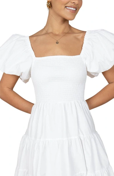 Petal And Pup Womens Annette Puff Sleeve Shirred Midi Dress In White