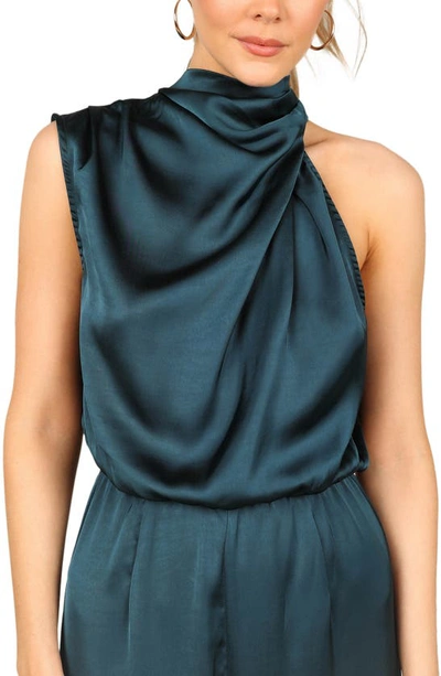 Petal And Pup Womens Savannah One Shoulder Jumpsuit In Teal