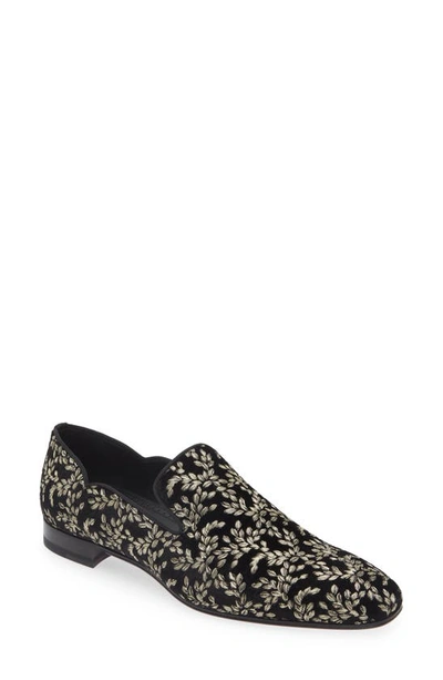 Shop Christian Louboutin Dandy Chick Orlato Embroidered Velour Loafer In Black